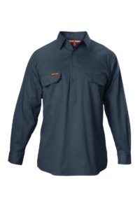 Hard Yakka Cotton Drill Closed Front Work Shirt Long Sleeve - Bottle Green