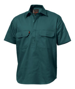 King Gee SS Closed Front Drill Shirt - Bottle Green